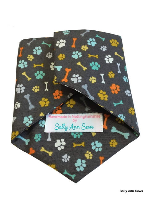 dog bandana orange bones back