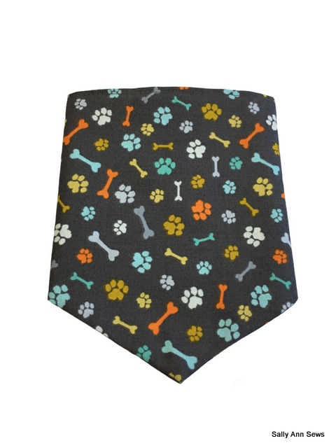dog bandana orange bones front